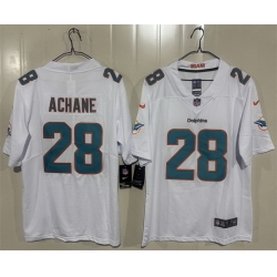 Men Miami Dolphins  28 DeVon Achane White 2026 Vapor Limited Stitched Football Jersey