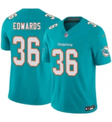 Men Miami Dolphins 36 Donovan Edwards Aqua 2026 F U S E Vapor Limited Stitched Football Jersey Men Miami Dolphins 36 Donovan Edwards Aqua 2026 F U S E Vapor Limited Stitched Football Jersey