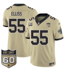Men New Orleans Saints 55 Kaden Elliss Gold 2026 F U S E With 1 Star C Patch And 60th Anniversary Patch Vapor Limited Football Stitched Jersey Men New Orleans Saints 55 Kaden Elliss Gold 2026 F U S E With 1 Star C Patch And 60th Anniversary Patch Vapor Limited Football Stitched Jersey