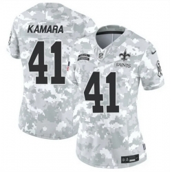 Women New Orleans Saints 41 Alvin Kamara 2024 F U S E Arctic Camo Salute To Service Limited Stitched Football Jersey