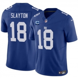 Men New York Giants 18 Darius Slayton Blue 2025 F U S E  With 1 Star C Patch Vapor Untouchable Limited Stitched Jersey Men New York Giants 18 Darius Slayton Blue 2025 F U S E  With 1 Star C Patch Vapor Untouchable Limited Stitched Jersey