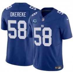 Men New York Giants 58 Bobby Okereke Blue 2025 F U S E  With 2 Star C Patch Vapor Untouchable Limited Stitched Jersey Men New York Giants 58 Bobby Okereke Blue 2025 F U S E  With 2 Star C Patch Vapor Untouchable Limited Stitched Jersey