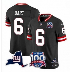 Men New York Giants 6 Jaxson Dart Black 2025 Draft F U S E  100th Season  26 State Patch Vapor Limited Stitched Football Jersey Men New York Giants 6 Jaxson Dart Black 2025 Draft F U S E  100th Season  26 State Patch Vapor Limited Stitched Football Jersey