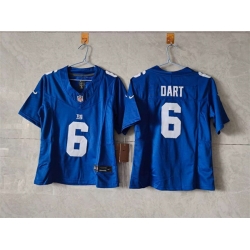 Women New York Giants 6 Jaxson Dart Blue F U S E  Vapor Stitched Jersey Women New York Giants 6 Jaxson Dart Blue F U S E  Vapor Stitched Jersey
