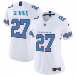 Women Tennessee Titans  27 Eddie George White 2026 F U S E  Vapor Limited Stitched Football Jersey  
