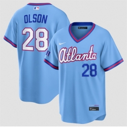 Men Atlanta Braves  28 Matt Olson Powder Blue 2026 City Connect Stadium Stitched Baseball Jersey