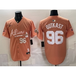 Men Atlanta Braves  96 OutKast Peach 2024 Atliens   Peach With Outkast Patch Vapor Limited Stitched Baseball Jersey