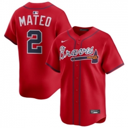 Men Atlanta Braves Nike Alternate Limited Jersey Red Mateo Jorge 2
