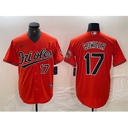 Men Baltimore Orioles 17 Colton Cowser Orange Cool Base Stitched Jersey