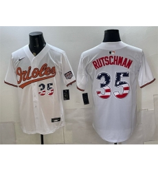 Men Baltimore Orioles  35 Adley Rutschman White USA 250 Fourth of July Home Stitched Baseball Jersey