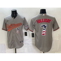Men Baltimore Orioles  7 Jackson Holliday Grey USA 250 Fourth of July Home Stitched Baseball Jersey