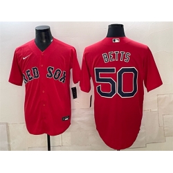 Men Boston Red Sox  50 Mookie Betts Red Cool Base Stitched Baseball Jersey