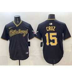 Men Pittsburgh Pirates  15 Oneil Cruz Black Limited Stitched Baseball Jersey