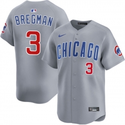 Men Chicago Cubs 3 Alex Bregman Grey 2026 Limited Stitched Baseball Jersey