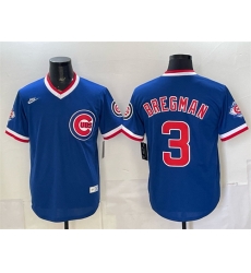 Men Chicago Cubs  3 Alex Bregman Royal 150th Anniversary Throwback Vapor Limited Stitched Baseball Jersey