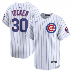 Men Chicago Cubs 30 Kyle Tucker White Home Limited Stitched Baseball Jersey