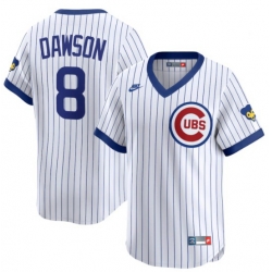 Men Chicago Cubs Andre Dawson #8 Nike Throwback Cooperstown Collection Limited Jersey White
