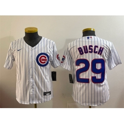 Youth Chicago Cubs 29 Michael Busch White Cool Base Stitched Baseball Jersey