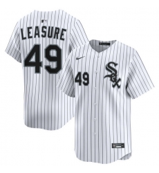Men Chicago White Sox Nike Home Limited Jersey White Leasure Jordan 49