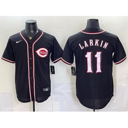 Men Cincinnati Reds  11 Barry Larkin 2026 Fashion Replica Black Out Stitched Baseball Jersey