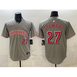 Men Cincinnati Reds  27 Sal Stewart Grey Road Limited Stitched Baseball Jersey