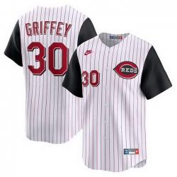 Men Cincinnati Reds  30 Ken Griffey Jr  White Cooperstown Collection Limited Stitched Baseball Jersey