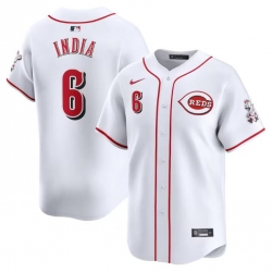 Men Cincinnati Reds 6 Jonathan India White Home Limited Stitched Baseball Jersey