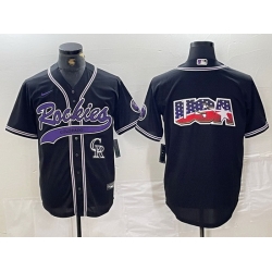 Men Colorado Rockies Black Team Big Logo Cool Base Stitched Baseball JerseyS 2