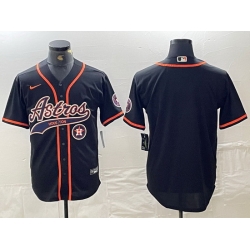 Men Houston Astros Black Team  With Patch Cool Base Stitched Baseball Jersey 1