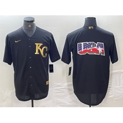 Men Kansas City Royals Black Team Big Logo Cool Base Stitched Jersey