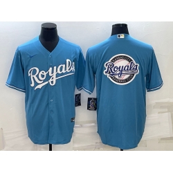 Men Kansas City Royals Light Blue Team Big Logo Cool Base Stitched Jersey