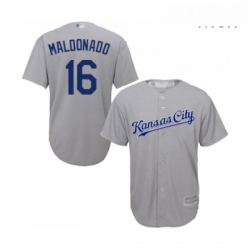 Mens Kansas City Royals 16 Martin Maldonado Replica Grey Road Cool Base Baseball Jersey  Mens Kansas City Royals 16 Martin Maldonado Replica Grey Road Cool Base Baseball Jersey