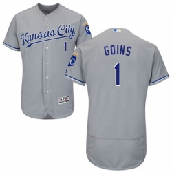 Mens Majestic Kansas City Royals 1 Ryan Goins Grey Road Flex Base Authentic Collection MLB Jersey Mens Majestic Kansas City Royals 1 Ryan Goins Grey Road Flex Base Authentic Collection MLB Jersey