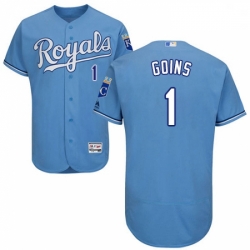 Mens Majestic Kansas City Royals 1 Ryan Goins Light Blue Alternate Flex Base Authentic Collection MLB Jersey Mens Majestic Kansas City Royals 1 Ryan Goins Light Blue Alternate Flex Base Authentic Collection MLB Jersey