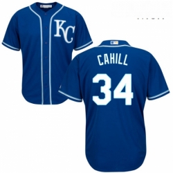 Mens Majestic Kansas City Royals 34 Trevor Cahill Replica Blue Alternate 2 Cool Base MLB Jersey  Mens Majestic Kansas City Royals 34 Trevor Cahill Replica Blue Alternate 2 Cool Base MLB Jersey