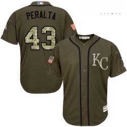 Mens Majestic Kansas City Royals 43 Wily Peralta Authentic Green Salute to Service MLB Jersey  Mens Majestic Kansas City Royals 43 Wily Peralta Authentic Green Salute to Service MLB Jersey