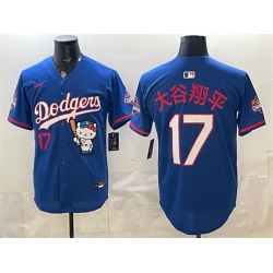 Men Los Angeles Dodgers  17 Shohei Ohtani Royal Hello Kitty Night 2025 World Series Champions Patch Stitched Baseball Jersey (2)