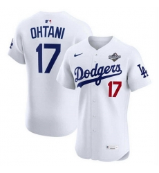 Men Los Angeles Dodgers 17 Shohei Ohtani White 2025 World Series Flex Base Stitched Baseball Jersey Men Los Angeles Dodgers 17 Shohei Ohtani White 2025 World Series Flex Base Stitched Baseball Jersey