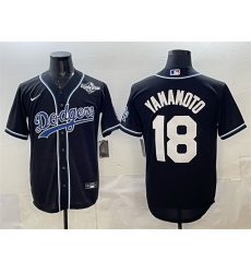 Men Los Angeles Dodgers 18 Yoshinobu Yamamoto Black 2025 World Series Cool Base Stitched Baseball Jersey Men Los Angeles Dodgers 18 Yoshinobu Yamamoto Black 2025 World Series Cool Base Stitched Baseball Jersey