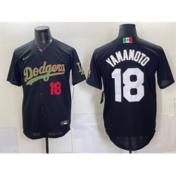 Men Los Angeles Dodgers  18 Yoshinobu Yamamoto Black Mexico Limited Stitched Baseball Jersey