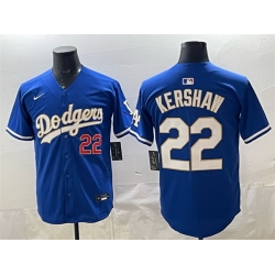 Men Los Angeles Dodgers 22 Clayton Kershaw Royal Limited Stitched Baseball Jersey