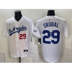 Men Los Angeles Dodgers  29 Tarik Skubal White Alternate Stadium Stitched Baseball Jersey