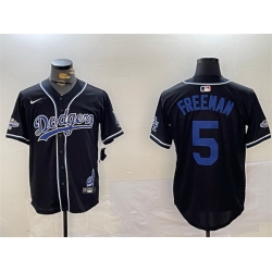 Men Los Angeles Dodgers 5 Freddie Freeman Black 2024 World Series Champions Limited Stitched Baseball Jersey