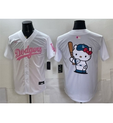 Men Los Angeles Dodgers Hello Kitty White Pink Vapor Limited Stitched Baseball Jersey