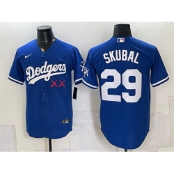 Men Los Angeles Dodgers x KAWS  29 Tarik Skubal Royal Vapor Premier Limited Stitched Baseball Jersey