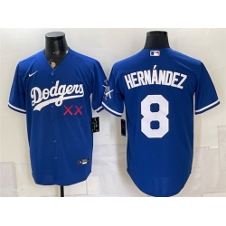 Men Los Angeles Dodgers x KAWS  8 Enrique Hernandez Royal Vapor Premier Limited Stitched Baseball Jersey