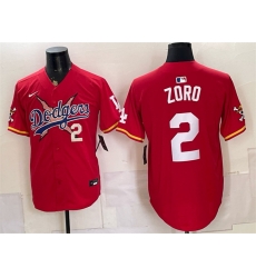 Men Los Angeles Dodgers x One Piece  2 Zoro Red Vapor Premier Limited Stitched Baseball Jersey