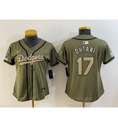Women Los Angeles Dodgers  17 Shohei Ohtani Olive 2026 Armed Forces Day Stitched Baseball Jersey