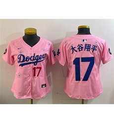 Women Los Angeles Dodgers 17 Shohei Ohtani Pink 2025 Tokyo Series Limited Stitched Baseball Jersey