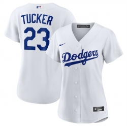 Women Los Angeles Dodgers 23 Kyle Tucker White Cool Base Stitched Baseball Jersey